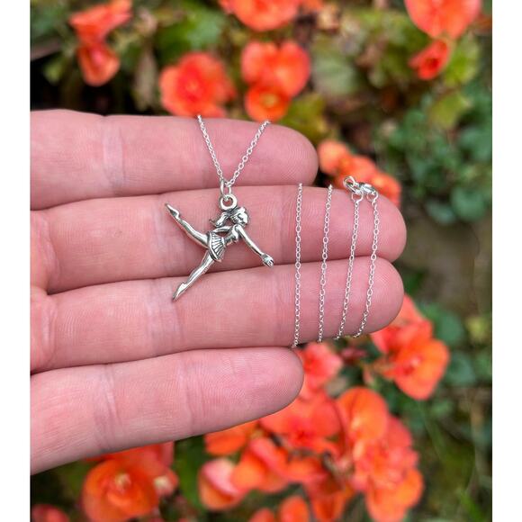 Sterling Silver Oxidized Dancer with Ponytail Necklace - Picture 1 of 5